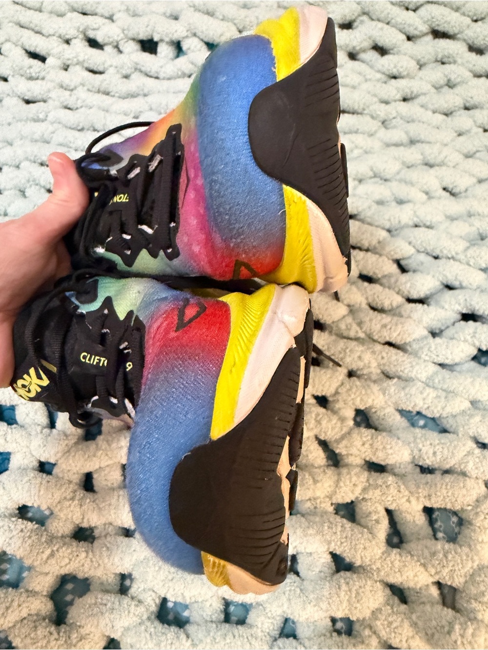 Hoka Clifton Rainbow Running Shoes Sz 6.5 - Picture 8 of 17